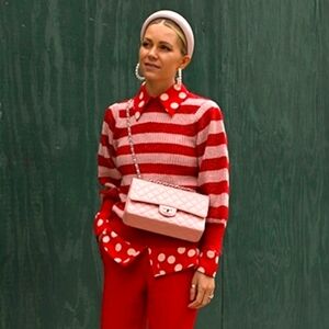 Halogen x Atlantic Pacific Red and Pink Striped Sweater XS